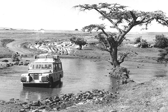 Land rover in river